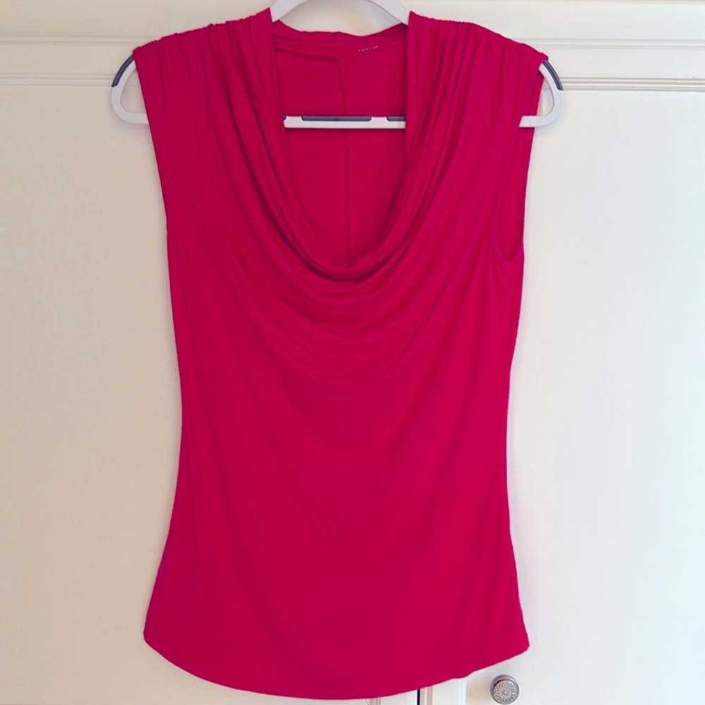 Three dots (threedots) hot pink cowl neck sleeveless top. size XS in EUC